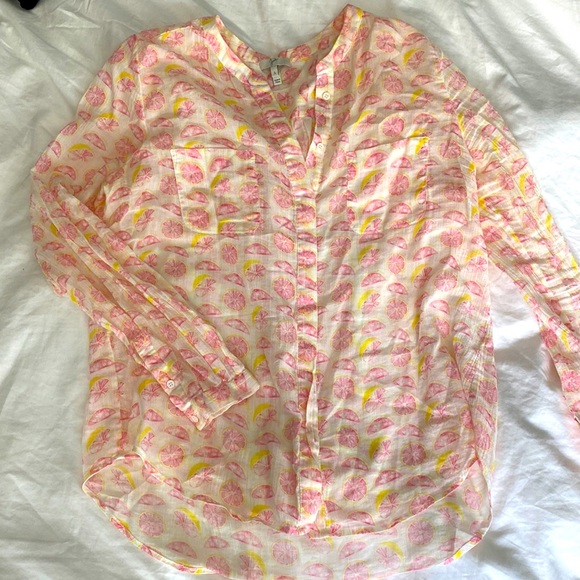 Joie Grapefruit Print Lightweight Blouse - Picture 1 of 7